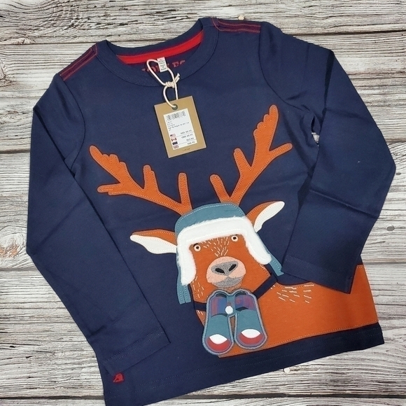 Joules Reindeer Moose Top Christmas Holiday Top Size 5 NWT - Picture 2 of 9